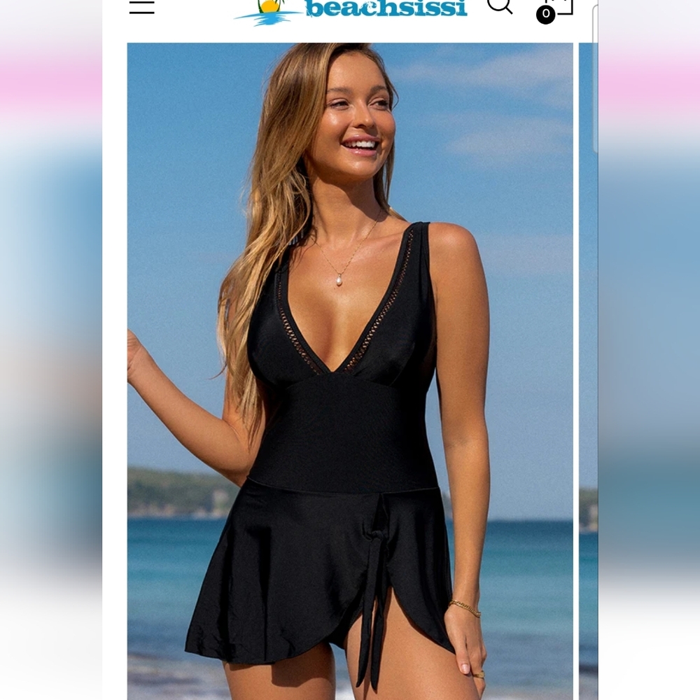 NWT Beachsissi XL Black Onepiece Swimsuit Bathingsuit